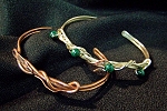 Copper and Sterling Wire Malachite Bracelets